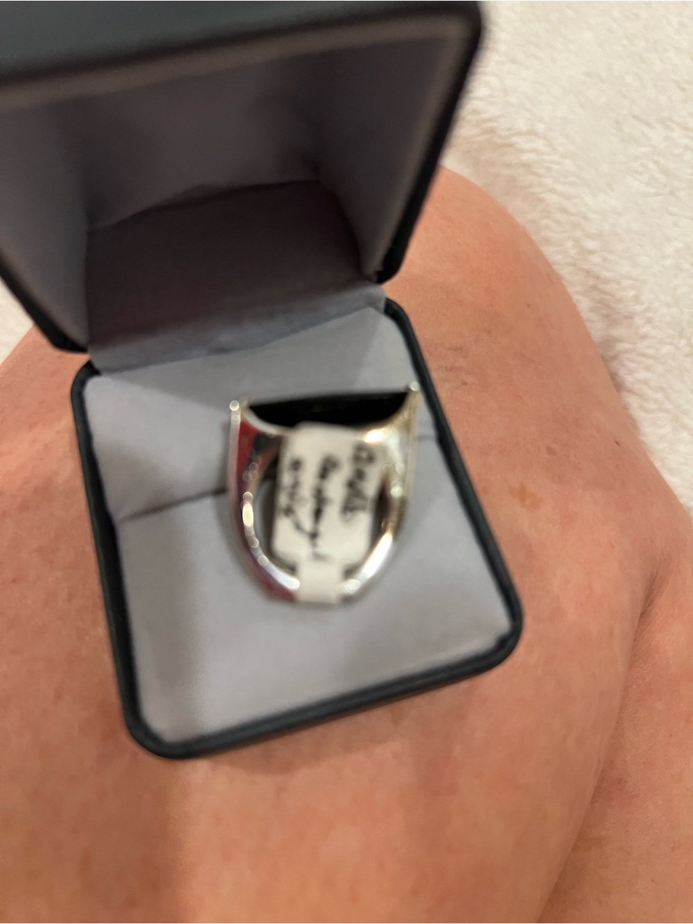 Silver  925 &18k gol Shield Signet Ring - with semiprecious stone